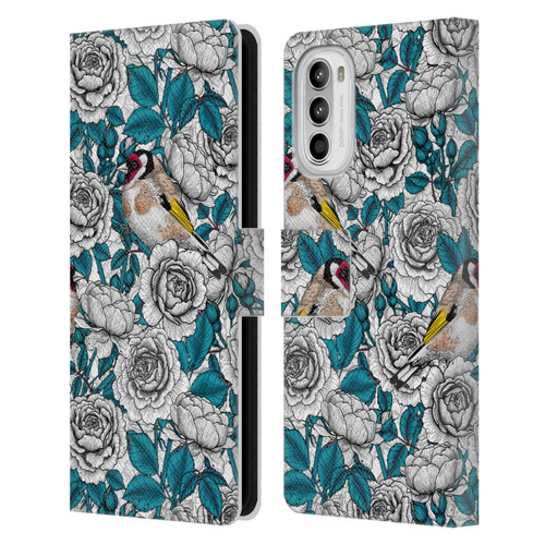 Katerina Kirilova Floral Patterns White Rose & Birds Leather Book Wallet Case Cover For Motorola Moto G52