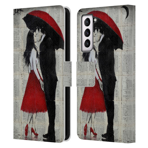 LouiJoverArt Red Ink A New Kiss Leather Book Wallet Case Cover For Samsung Galaxy S21 5G
