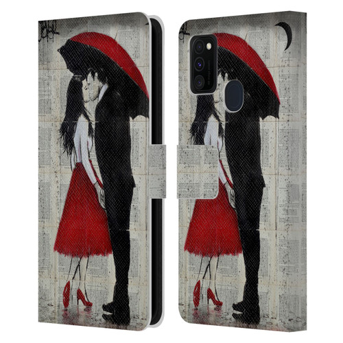 LouiJoverArt Red Ink A New Kiss Leather Book Wallet Case Cover For Samsung Galaxy M30s (2019)/M21 (2020)