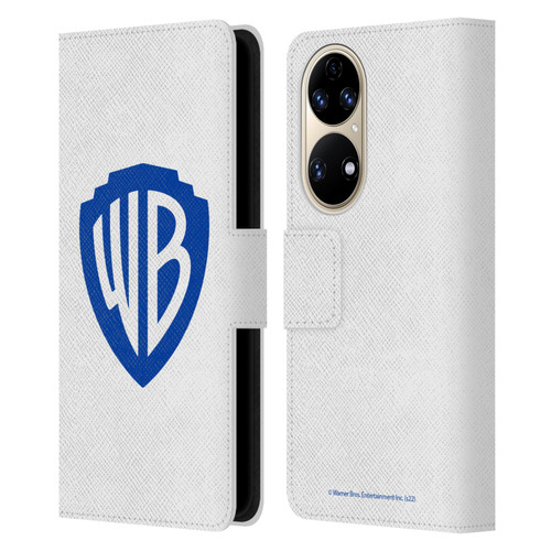 Warner Bros. Shield Logo White Leather Book Wallet Case Cover For Huawei P50