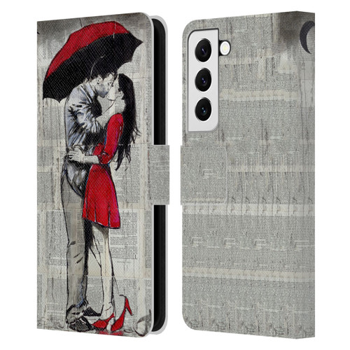 LouiJoverArt Red Ink A New Kiss 2 Leather Book Wallet Case Cover For Samsung Galaxy S22 5G