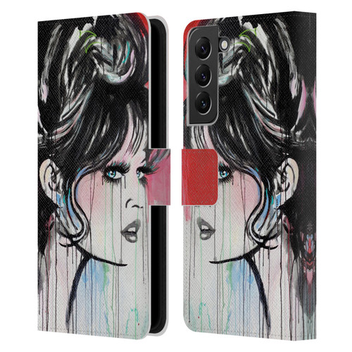 LouiJoverArt Red Ink God Created Woman Leather Book Wallet Case Cover For Samsung Galaxy S22+ 5G
