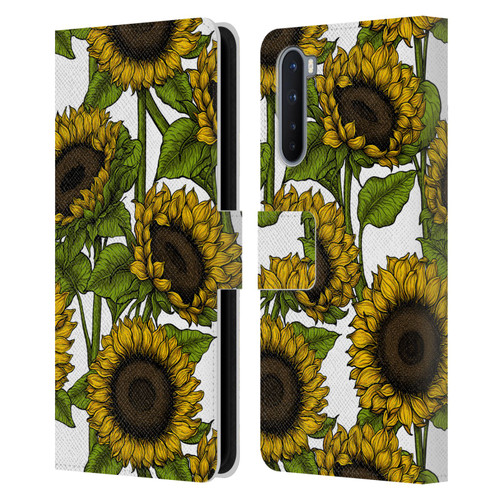 Katerina Kirilova Floral Patterns Sunflowers Leather Book Wallet Case Cover For OnePlus Nord 5G