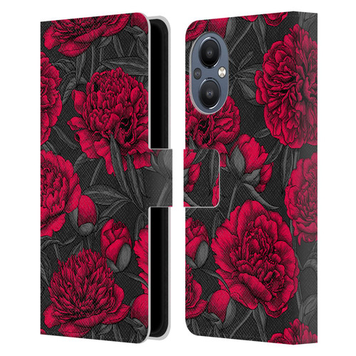 Katerina Kirilova Floral Patterns Night Peony Garden Leather Book Wallet Case Cover For OnePlus Nord N20 5G