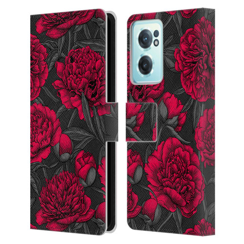 Katerina Kirilova Floral Patterns Night Peony Garden Leather Book Wallet Case Cover For OnePlus Nord CE 2 5G