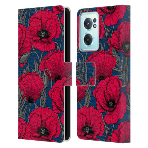 Katerina Kirilova Floral Patterns Night Poppy Garden Leather Book Wallet Case Cover For OnePlus Nord CE 2 5G