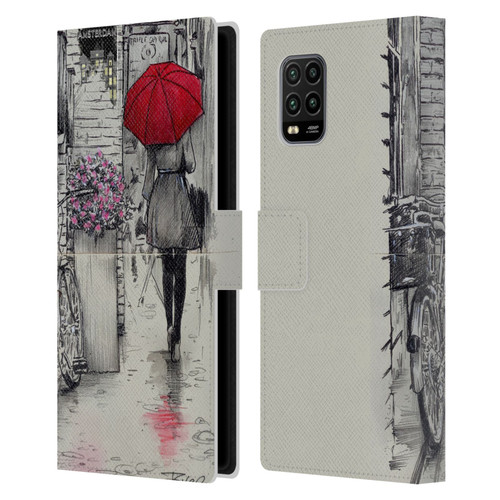LouiJoverArt Red Ink Amsterdam Walk Leather Book Wallet Case Cover For Xiaomi Mi 10 Lite 5G