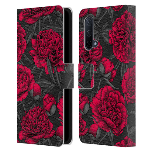 Katerina Kirilova Floral Patterns Night Peony Garden Leather Book Wallet Case Cover For OnePlus Nord CE 5G