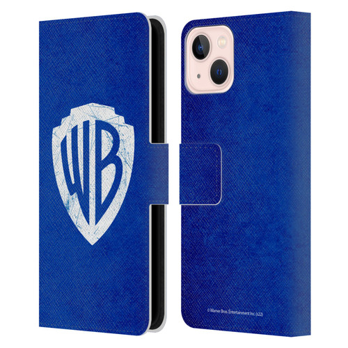 Warner Bros. Shield Logo Distressed Leather Book Wallet Case Cover For Apple iPhone 13