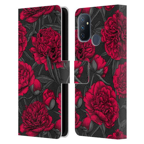 Katerina Kirilova Floral Patterns Night Peony Garden Leather Book Wallet Case Cover For OnePlus Nord N100