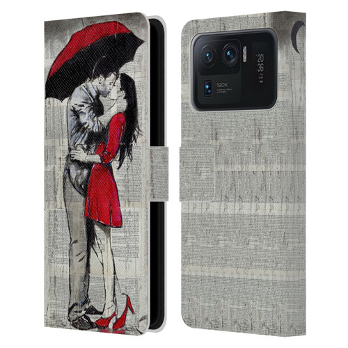 LouiJoverArt Red Ink A New Kiss 2 Leather Book Wallet Case Cover For Xiaomi Mi 11 Ultra
