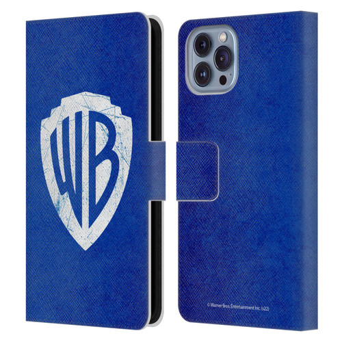 Warner Bros. Shield Logo Distressed Leather Book Wallet Case Cover For Apple iPhone 14