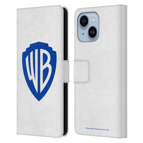 Warner Bros. Shield Logo White Leather Book Wallet Case Cover For Apple iPhone 14 Plus