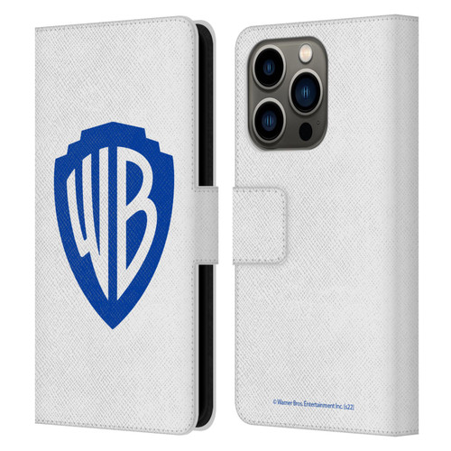 Warner Bros. Shield Logo White Leather Book Wallet Case Cover For Apple iPhone 14 Pro