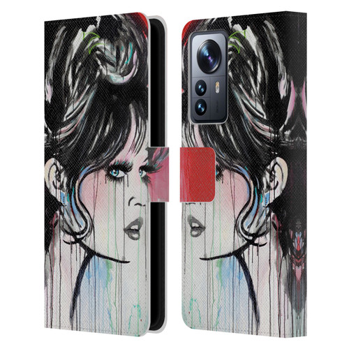 LouiJoverArt Red Ink God Created Woman Leather Book Wallet Case Cover For Xiaomi 12 Pro