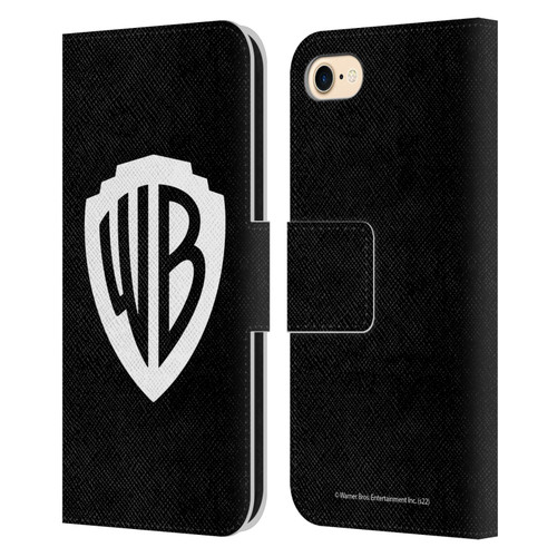 Warner Bros. Shield Logo Black Leather Book Wallet Case Cover For Apple iPhone 7 / 8 / SE 2020 & 2022