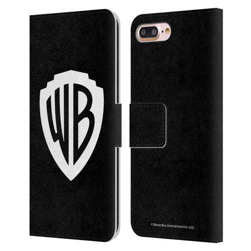 Warner Bros. Shield Logo Black Leather Book Wallet Case Cover For Apple iPhone 7 Plus / iPhone 8 Plus