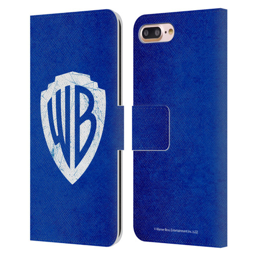Warner Bros. Shield Logo Distressed Leather Book Wallet Case Cover For Apple iPhone 7 Plus / iPhone 8 Plus