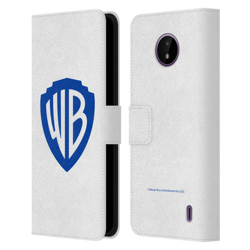 Warner Bros. Shield Logo White Leather Book Wallet Case Cover For Nokia C10 / C20