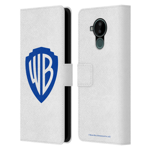 Warner Bros. Shield Logo White Leather Book Wallet Case Cover For Nokia C30