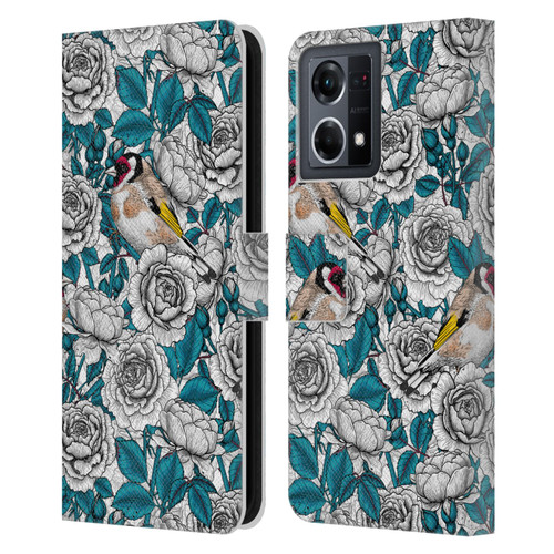 Katerina Kirilova Floral Patterns White Rose & Birds Leather Book Wallet Case Cover For OPPO Reno8 4G