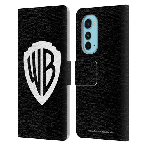 Warner Bros. Shield Logo Black Leather Book Wallet Case Cover For Motorola Edge (2022)