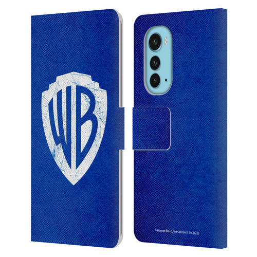 Warner Bros. Shield Logo Distressed Leather Book Wallet Case Cover For Motorola Edge (2022)