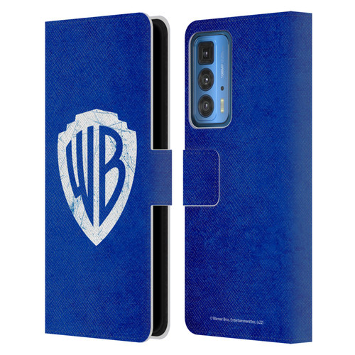 Warner Bros. Shield Logo Distressed Leather Book Wallet Case Cover For Motorola Edge 20 Pro