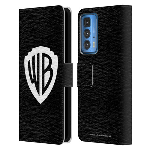 Warner Bros. Shield Logo Black Leather Book Wallet Case Cover For Motorola Edge 20 Pro