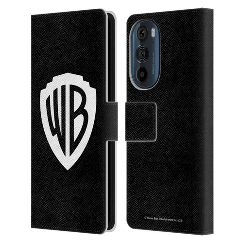 Warner Bros. Shield Logo Black Leather Book Wallet Case Cover For Motorola Edge 30