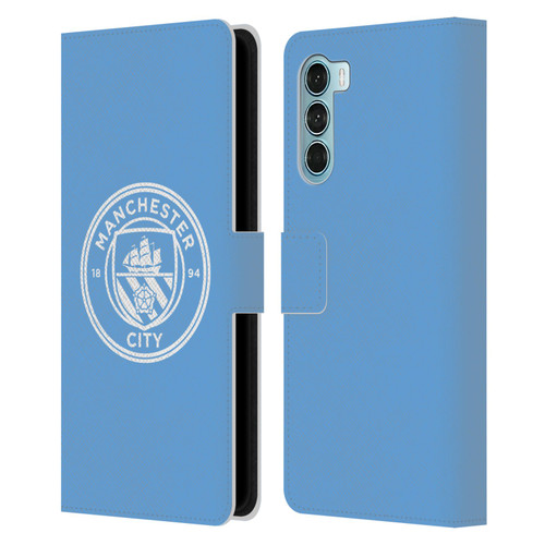 Manchester City Man City FC Badge Blue White Mono Leather Book Wallet Case Cover For Motorola Edge S30 / Moto G200 5G