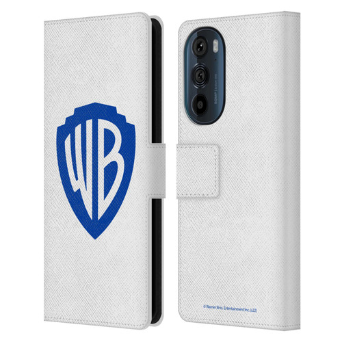 Warner Bros. Shield Logo White Leather Book Wallet Case Cover For Motorola Edge 30