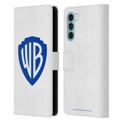 Warner Bros. Shield Logo White Leather Book Wallet Case Cover For Motorola Edge S30 / Moto G200 5G