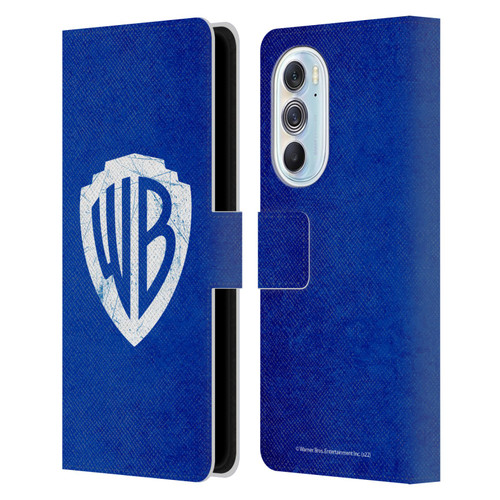 Warner Bros. Shield Logo Distressed Leather Book Wallet Case Cover For Motorola Edge X30