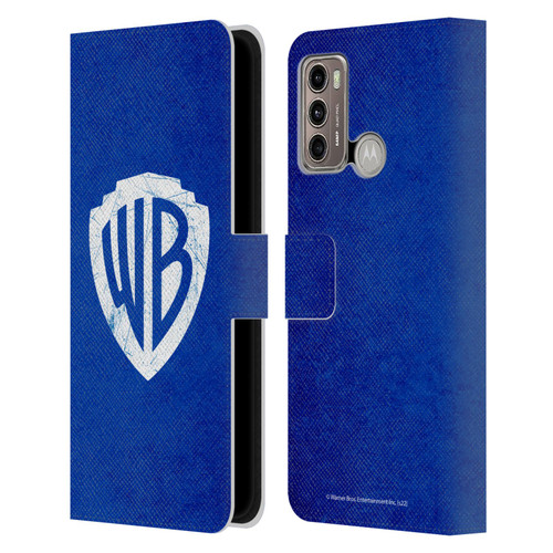 Warner Bros. Shield Logo Distressed Leather Book Wallet Case Cover For Motorola Moto G60 / Moto G40 Fusion