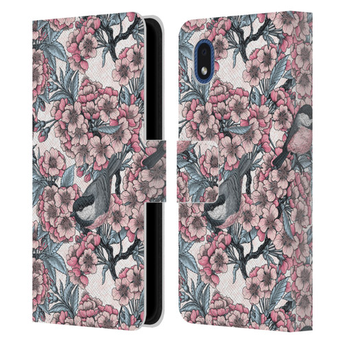 Katerina Kirilova Floral Patterns Cherry Garden Birds Leather Book Wallet Case Cover For Samsung Galaxy A01 Core (2020)