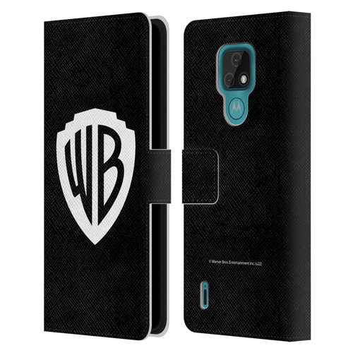 Warner Bros. Shield Logo Black Leather Book Wallet Case Cover For Motorola Moto E7