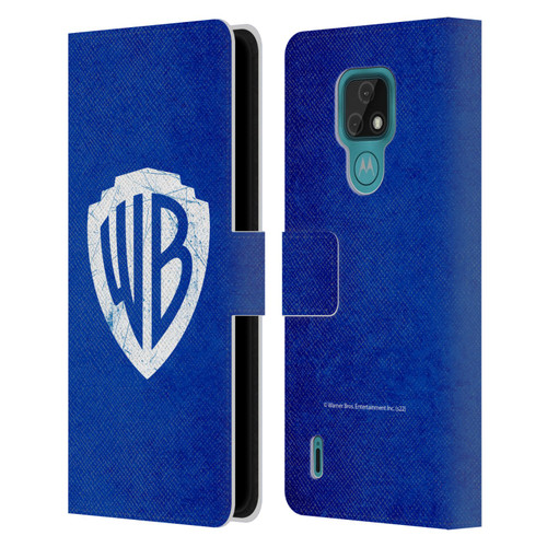 Warner Bros. Shield Logo Distressed Leather Book Wallet Case Cover For Motorola Moto E7