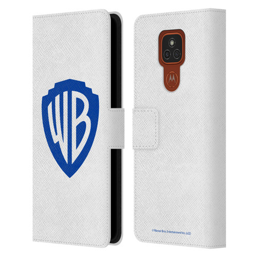 Warner Bros. Shield Logo White Leather Book Wallet Case Cover For Motorola Moto E7 Plus