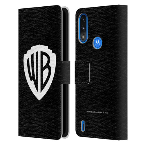 Warner Bros. Shield Logo Black Leather Book Wallet Case Cover For Motorola Moto E7 Power / Moto E7i Power