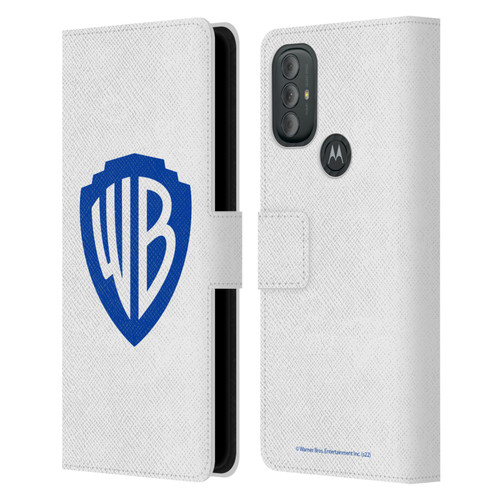 Warner Bros. Shield Logo White Leather Book Wallet Case Cover For Motorola Moto G10 / Moto G20 / Moto G30