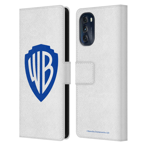 Warner Bros. Shield Logo White Leather Book Wallet Case Cover For Motorola Moto G (2022)
