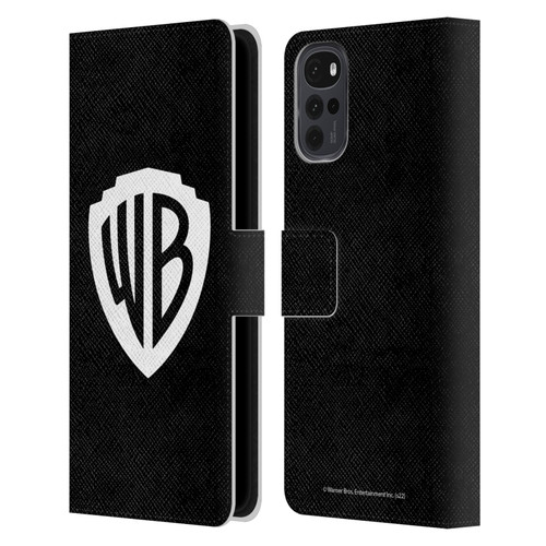 Warner Bros. Shield Logo Black Leather Book Wallet Case Cover For Motorola Moto G22