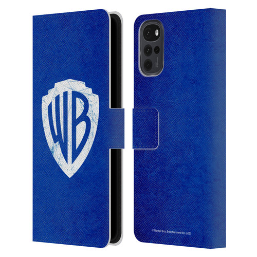 Warner Bros. Shield Logo Distressed Leather Book Wallet Case Cover For Motorola Moto G22