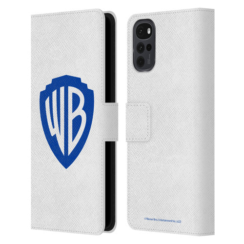 Warner Bros. Shield Logo White Leather Book Wallet Case Cover For Motorola Moto G22