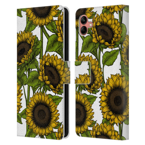 Katerina Kirilova Floral Patterns Sunflowers Leather Book Wallet Case Cover For Samsung Galaxy A04 (2022)