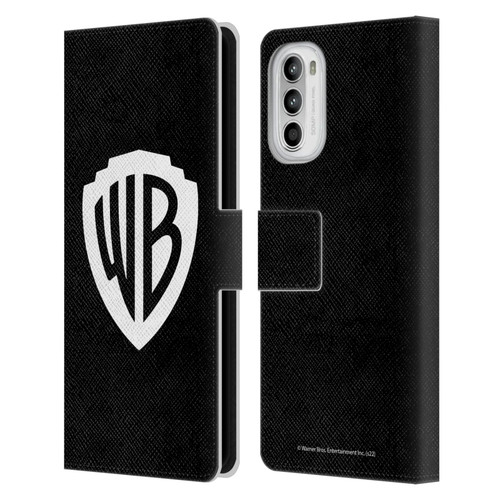 Warner Bros. Shield Logo Black Leather Book Wallet Case Cover For Motorola Moto G52