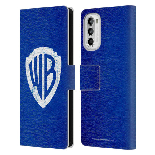 Warner Bros. Shield Logo Distressed Leather Book Wallet Case Cover For Motorola Moto G52