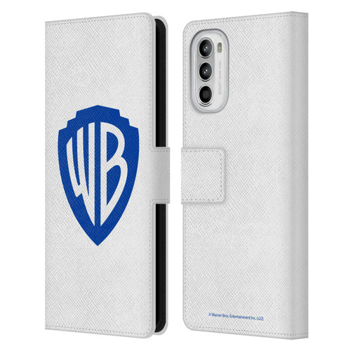 Warner Bros. Shield Logo White Leather Book Wallet Case Cover For Motorola Moto G52