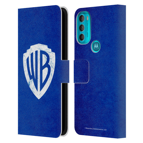 Warner Bros. Shield Logo Distressed Leather Book Wallet Case Cover For Motorola Moto G71 5G